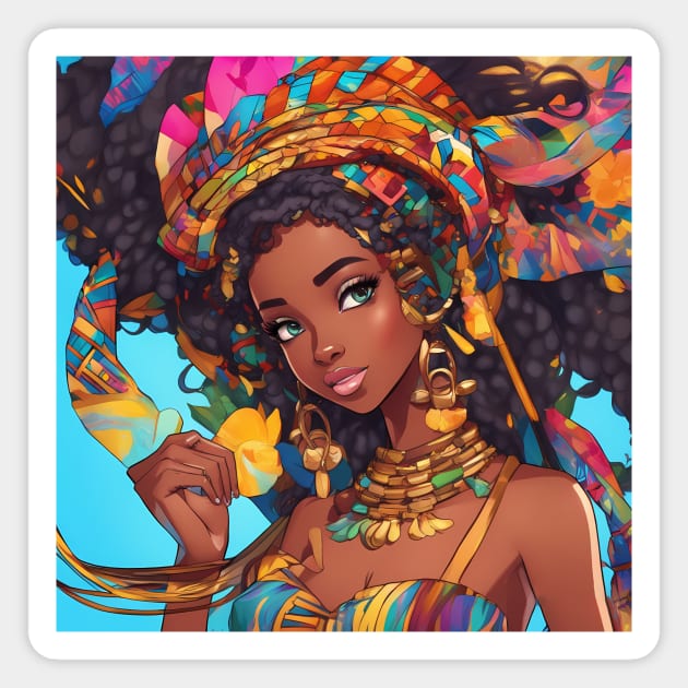 African Black Anime Girl Magnet by animegirlnft